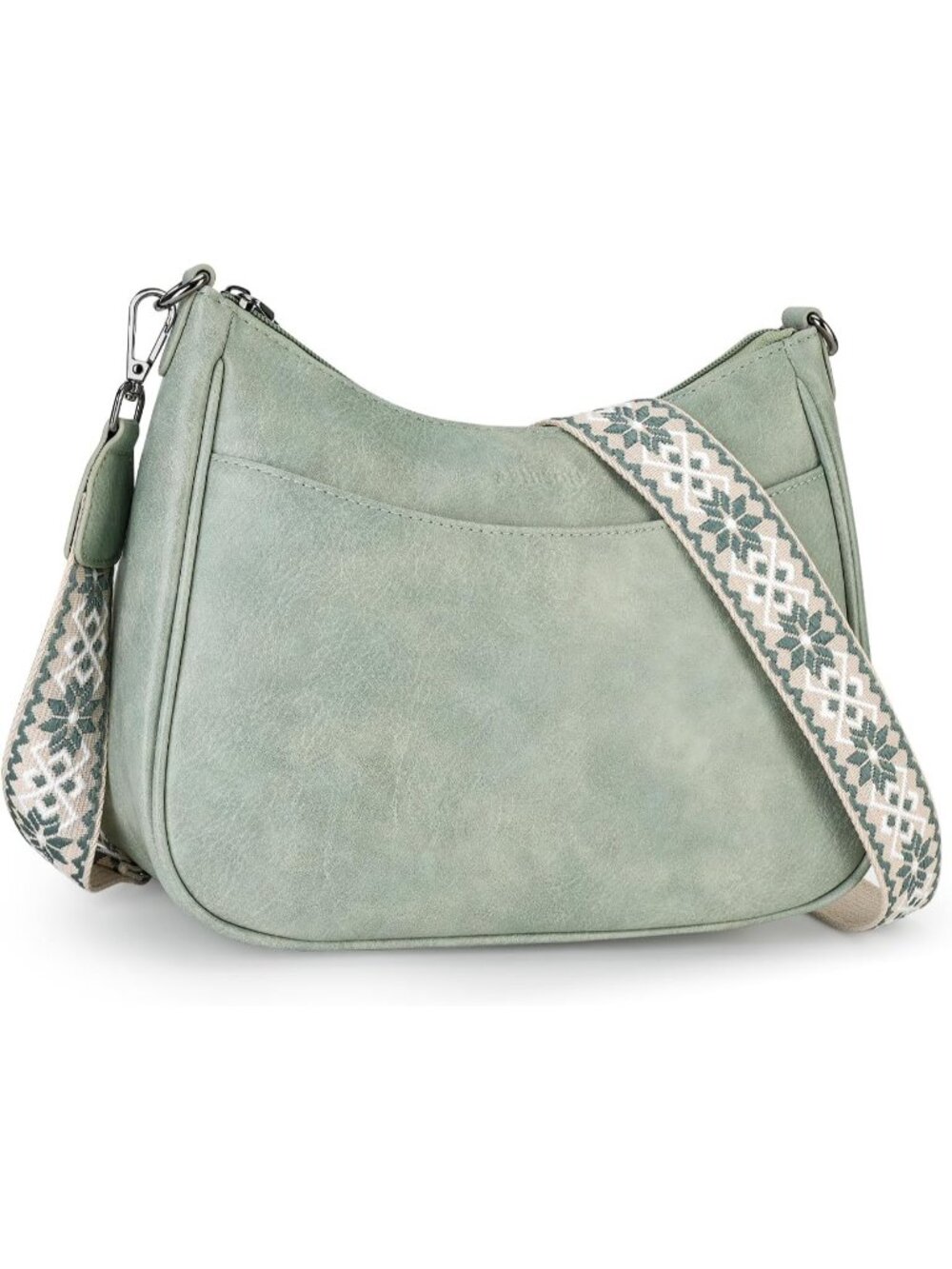 👜Women's Green Leather Crossbody Purse Shoulder Bag Wide Strap Travel